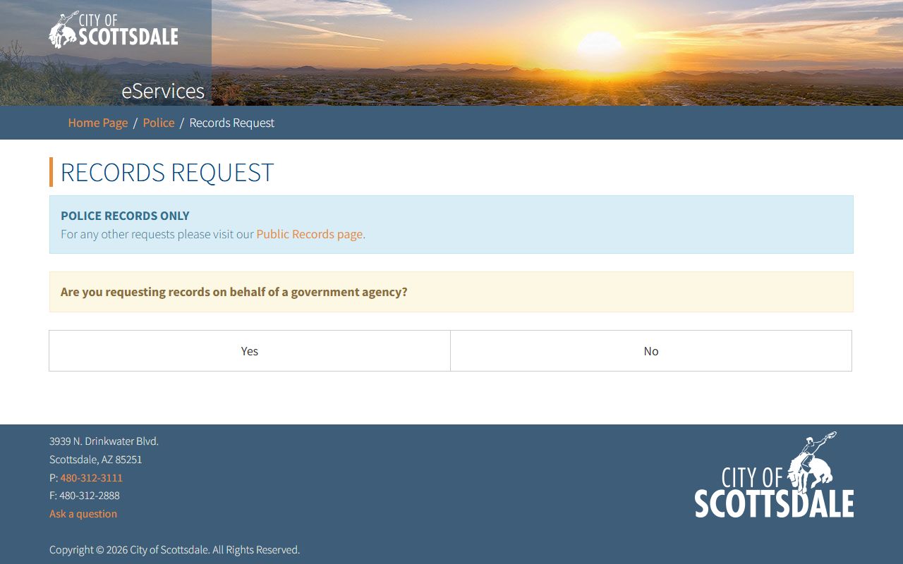 Scottsdale Police online records request portal