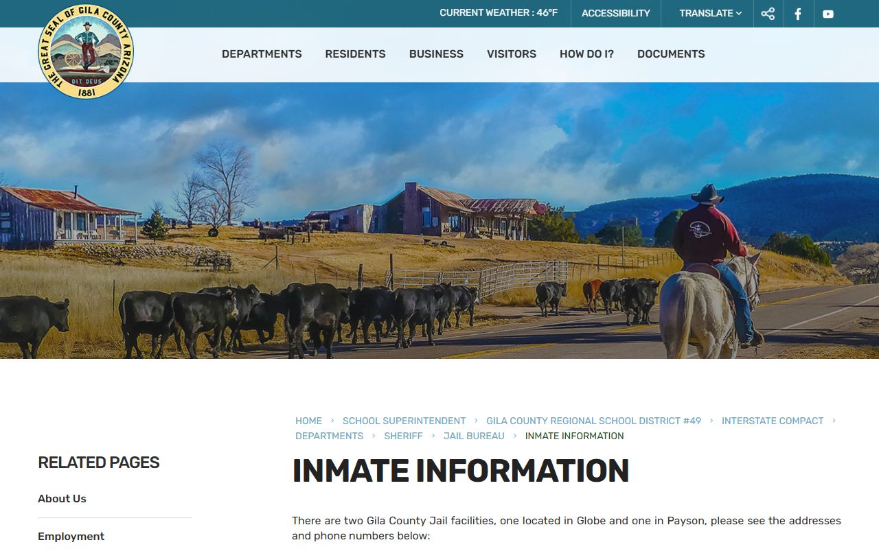 Gila County inmate accounts and deposit information