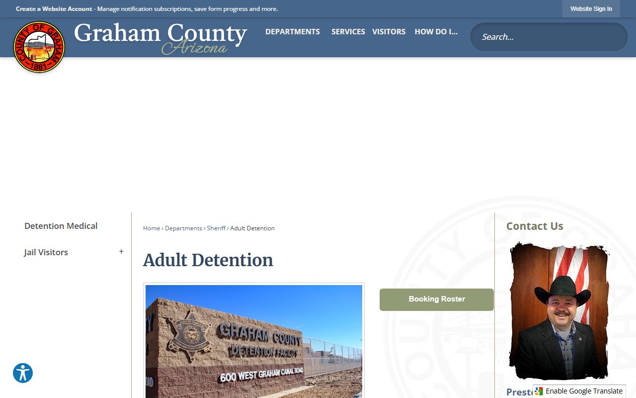 Graham County Adult Detention center information