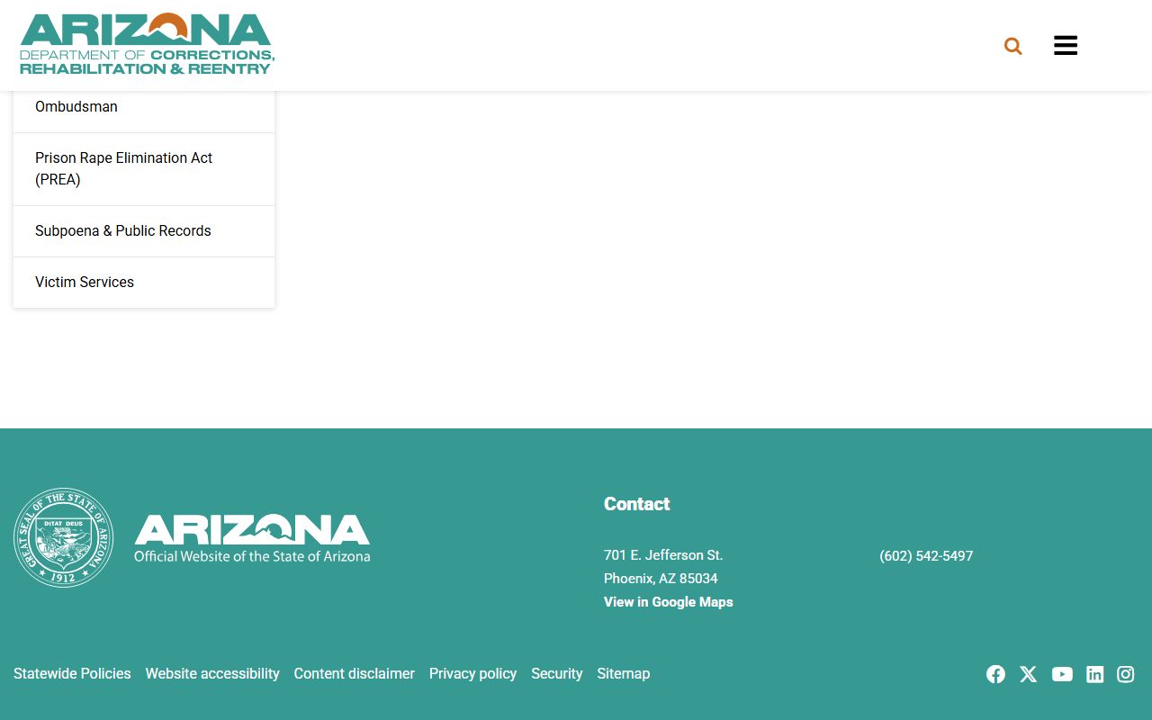 ADCRR inmate search information and rules page